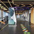 Modern Gym Interior Design With City View And Fitness Equipment