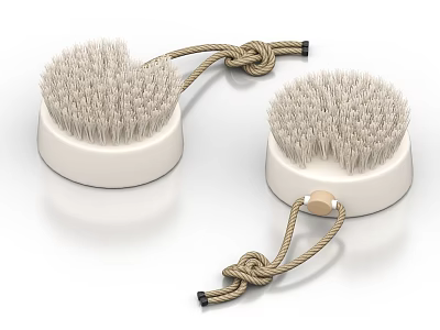 Bathroom Accessories White Base Bristle Brushes With Rope Handles For Bathroom Use 3d model