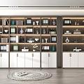Modern Open Bookcase Interior Design With Multiple Shelves Books Vases And Decorative Items 3d model