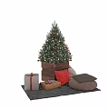 Christmas Decorative Ornament Set With Tree Balls Gift Boxes Pillows And Wooden Base