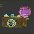 Vintage Copper Colored Computer Camera With Engraved Patterns And Circular Lens