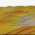 Abstract Yellow Wavy Pattern Design With Smooth Curves And Gradient Tones 3d model
