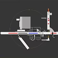 Adjustable Mechanical Workbench With Red Surface White Metal Frame And Wheels