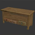Wooden TV Stand With Brown Finish And Three Drawers For Living Room