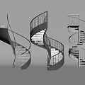 Modern Spiral Stairs Design With Three Different Styles And Metal Railings