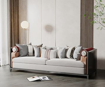 New Chinese-style double sofa 3d model