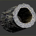 Wood And Stone Hollow Cylindrical Decorative Craft With Intricate Blue White Texture
