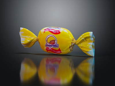 Lovepop Strawberry Flavor Lollipop In Yellow Wrapper Sweet Tasty Candy Treat 3d model