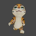 Cute Baby Tiger 3D Animated Character In Cartoon Style For Game And Film