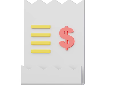 Notebook With Yellow Lines And Red Dollar Sign For Financial Records 3d model