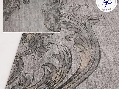 Elegant Square Carpet With Elaborate Gray Baroque Scroll Patterns And Luxurious Texture 3d model