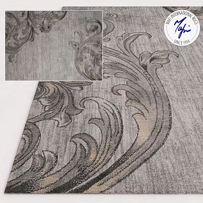 Elegant Square Carpet With Elaborate Gray Baroque Scroll Patterns And Luxurious Texture 3d model