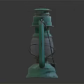 Vintage Green Candle Lamp With Metal Frame And Glass Shade Decorative Lighting Design