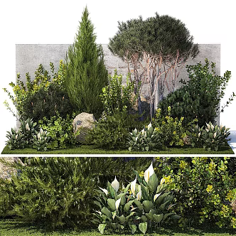 Modern gardening sketch shrub landscaping urban environment street 3d model