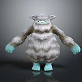 Cute Furry Game Movie Character With Gray Shaggy Fur Blue Hands And Feet