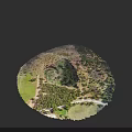 Aerial View of Natural Microtopography Featuring Sinkhole and Lush Green Vegetation