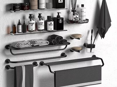 Bathroom Toiletries Organizer with Shelves Towels Soap Dishes and Toothbrush Holder 3d model
