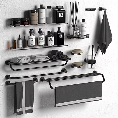 Bathroom Toiletries Organizer with Shelves Towels Soap Dishes and Toothbrush Holder 3d model