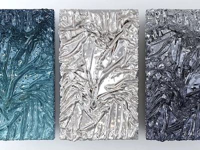 Artistic 3D Textured Wall Decor In Blue Silver And Dark Gray Colors 3d model