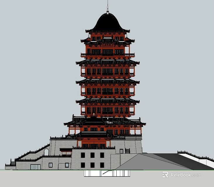 Traditional Ancient Pagoda Architecture With Multi Story Structure And Overhanging Eaves 3d model 
