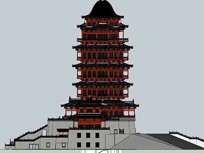 Traditional Ancient Pagoda Architecture With Multi Story Structure And Overhanging Eaves 3d model