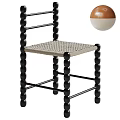 Stylish Black Bobbin Frame Woven Rattan Seat Public Chair For Modern Indoor Commercial Spaces
