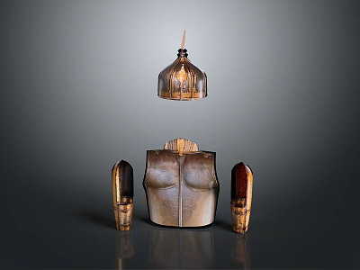 Elegant Modern Home Decor With Glass Pendant Lamp And Torso Figurine Ornaments 3d model