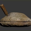 Traditional Stone Grinding Implement with Wooden Handle and Textured Surface Design 3d model
