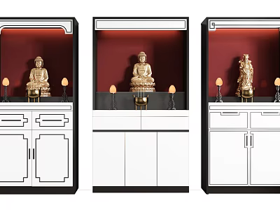 new chinese-style buddha cabinet buddha niche 3d model