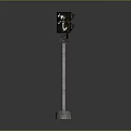 Black Traffic Light Equipment With Silver Metal Pole And Concrete Base