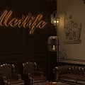 Bellolife Fitness Club Lounge With Wooden Walls Chandelier Seating And Floor Lines