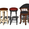 Assorted Design Bar Stools With Leather Seats And Wooden Legs For Home Decor