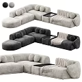 Modern Sectional Sofa With Plush Pillows Side Table And Soft Throw Blanket In Neutral Tones 3d model