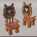 Fun Wooden Children's Chairs With Cute Cartoon Character Backrest And Armrests