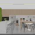 Modern Break Room Interior With Green Living Wall Wooden Cabinets And Marble Counter