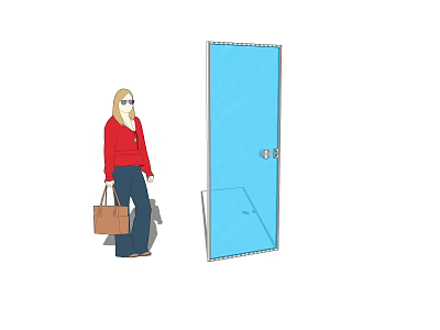 Blue Swing Door Design With Person Standing Next To Home Entrance 3d model