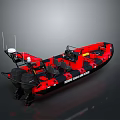 Red And Black High Speed Rescue Boat With Seats Console And Antenna Equipment