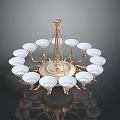 Elegant Modern Chandelier Lighting Combination with Golden Frame and White Lampshades