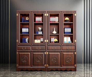 Chinese Bookcase Solid Wood Bookcase 3d model