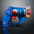 Pepsi Themed Blue Toy Gun With Colorful Details And Red Orange Accents