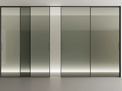 Modern Interior Swing Doors With Frosted Glass And Metal Frame Design 3d model