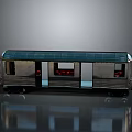 Silver Train Model with Blue Roof Red Lights in Windows and Reflection on Gray Background