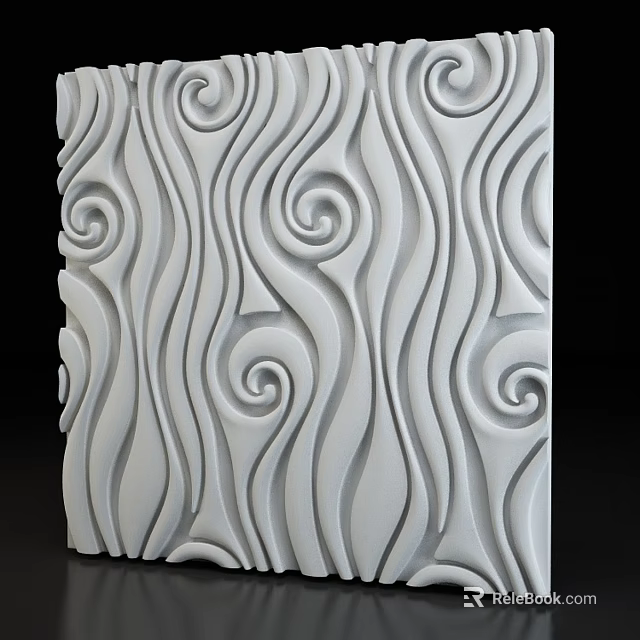 Modern White Decorative Panel With Intricate 3D Swirl And Wave Patterns 3d model
