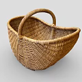 Woven Rattan Basket With Handle For Home Storage And Decorative Use