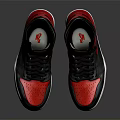 High Top Black Red Nike Swoosh Shoes With White Sole And Leather Upper