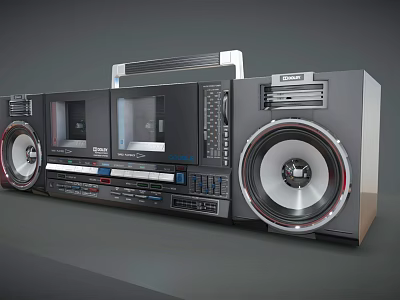 Classic Retro Boombox Audio System With Large Speakers Tape Player And Control Buttons 3d model