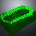 3D Green Scene Component With Rectangular Base And Grass Like Structures