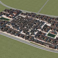 Ancient Architecture Village Aerial View With Neatly Arranged Traditional Buildings And Courtyards