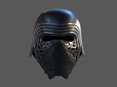 Futuristic Black Helmet With Detailed Facial Grille And Sleek Design Elements 3d model