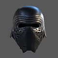 Futuristic Black Helmet With Detailed Facial Grille And Sleek Design Elements